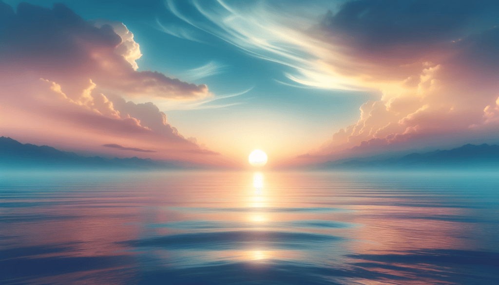 Serene sunrise over a tranquil sea, symbolizing faith and trust.