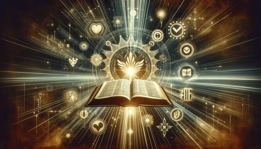 The Truth of God's Word: An abstract scene with an open Bible surrounded by beams of light, representing divine truth and guidance. 